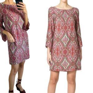 Zara 💯 Silk Colorful Floral Patterned Shift Dress Size M